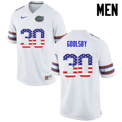 Men's Florida Gators #30 DeAndre Goolsby NCAA Nike White USA Flag Fashion Authentic Stitched College Football Jersey ZON3762QK